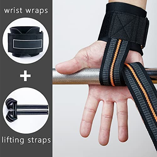 Weight Lifting Straps with Neoprene Wrist Padded and Anti-Skid Silicone - Wrist Straps for Better Weightlifting, Superior Deadlift, Great Body Building, Heavy Duty Powerlifting(Pair)